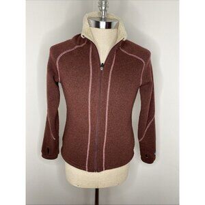 KUHL Alpaca Fleece Jacket size S Purple Thumb Hole Heart Logo Pockets